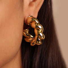 18k Gold Plated Croissant Hoop Earring - Local Pitara