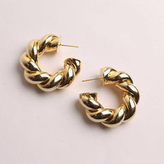 18k Gold Plated Croissant Hoop Earring - Local Pitara