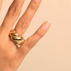 18K Gold Plated Dome Croissant Ring - Local Pitara