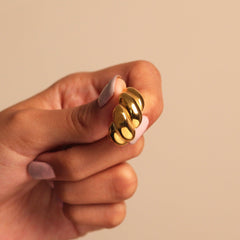 18K Gold Plated Dome Croissant Ring - Local Pitara