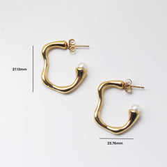 Irregular Wave C-shaped Stud Earrings - Local Pitara