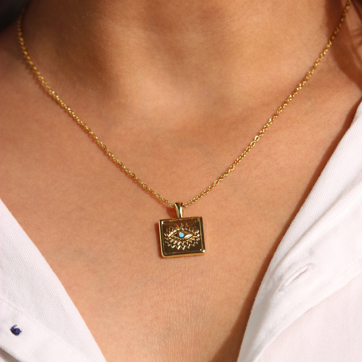 Square Evil Eye Necklace