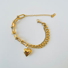 Heart Charm Bracelet - Gold