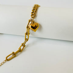 Heart Charm Bracelet - Gold