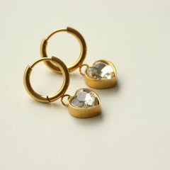 Diamond Heart Drops Earring