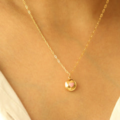 Rosy Heart Charm Necklace