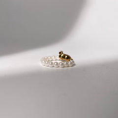 Gold Heart and Pearl Ring