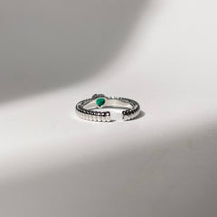 Emerald Heart Silver Ring