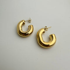 Golden Curve J-Hoops Earring