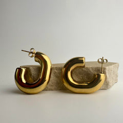 Golden Curve J-Hoops Earring