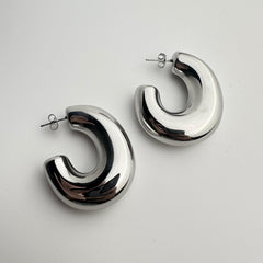 Circular Silver Hoops Earring