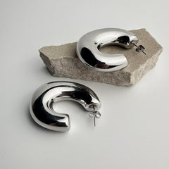 Circular Silver Hoops Earring