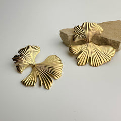 Textured Gold Lotus Earrings