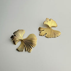 Textured Gold Lotus Earrings