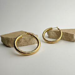 Aurora Textured Gold Hoops Earrings