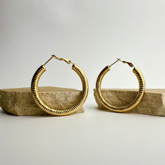 Aurora Textured Gold Hoops Earrings