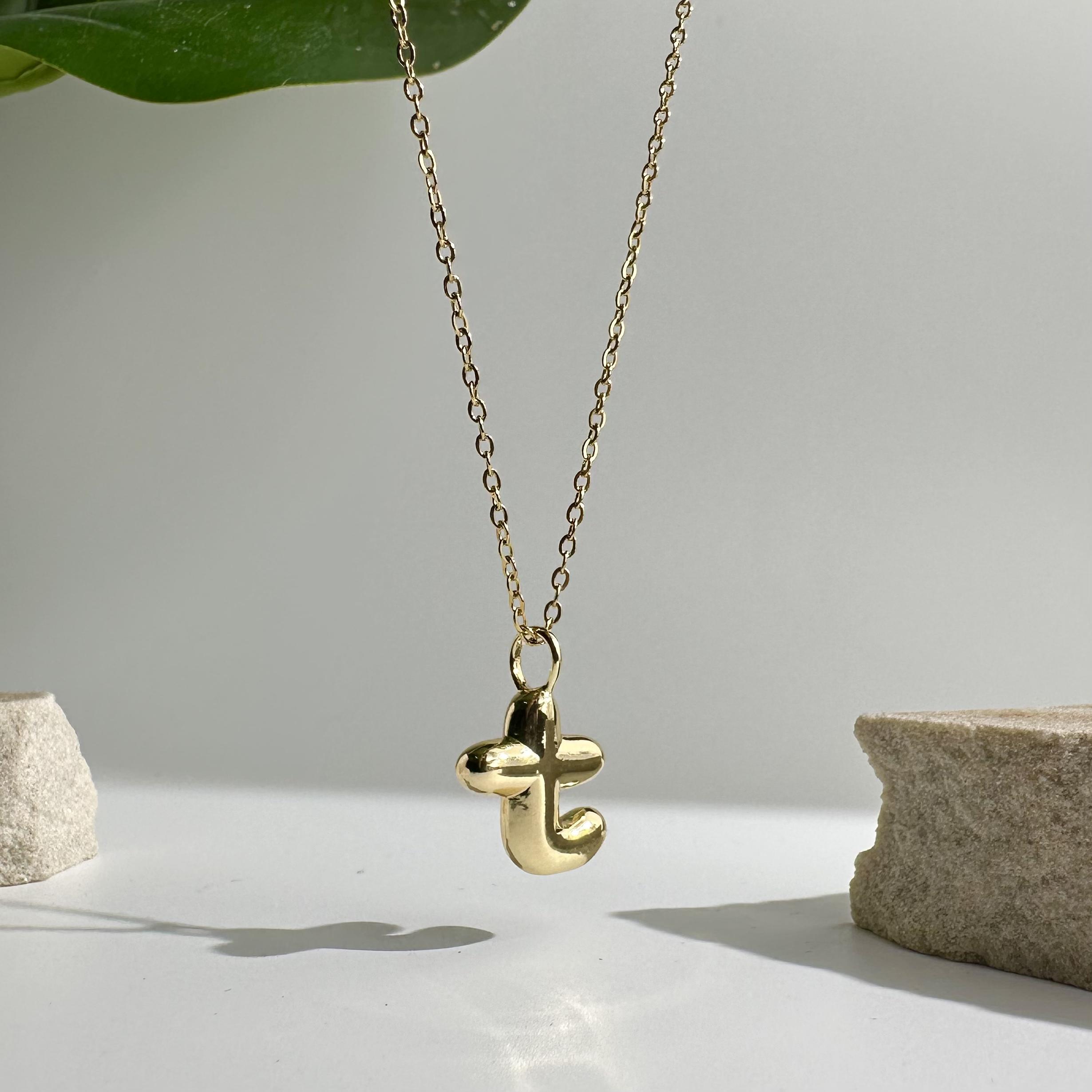 Bubble Initial Charm Necklace