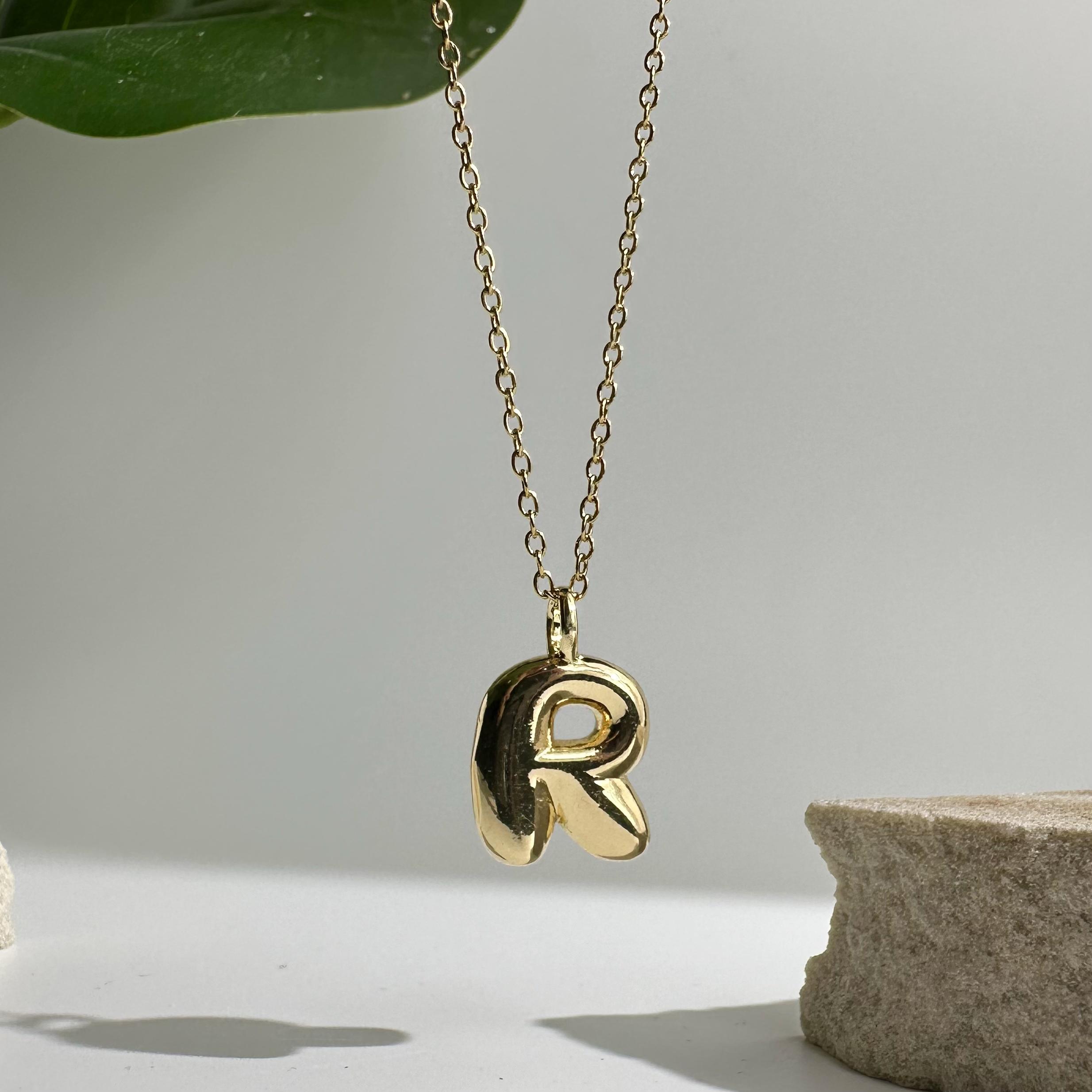 Bubble Initial Charm Necklace