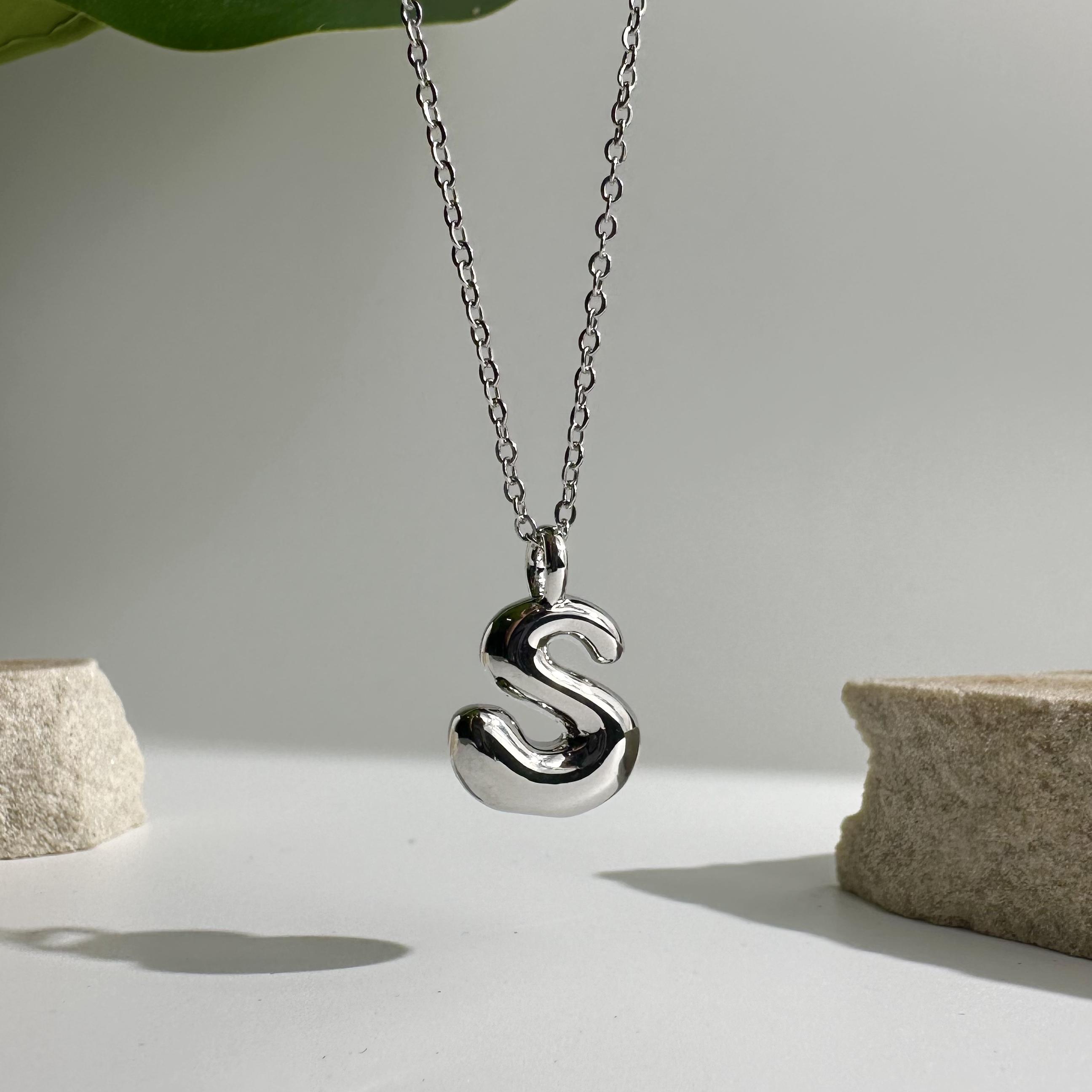 Bubble Initial Charm Necklace