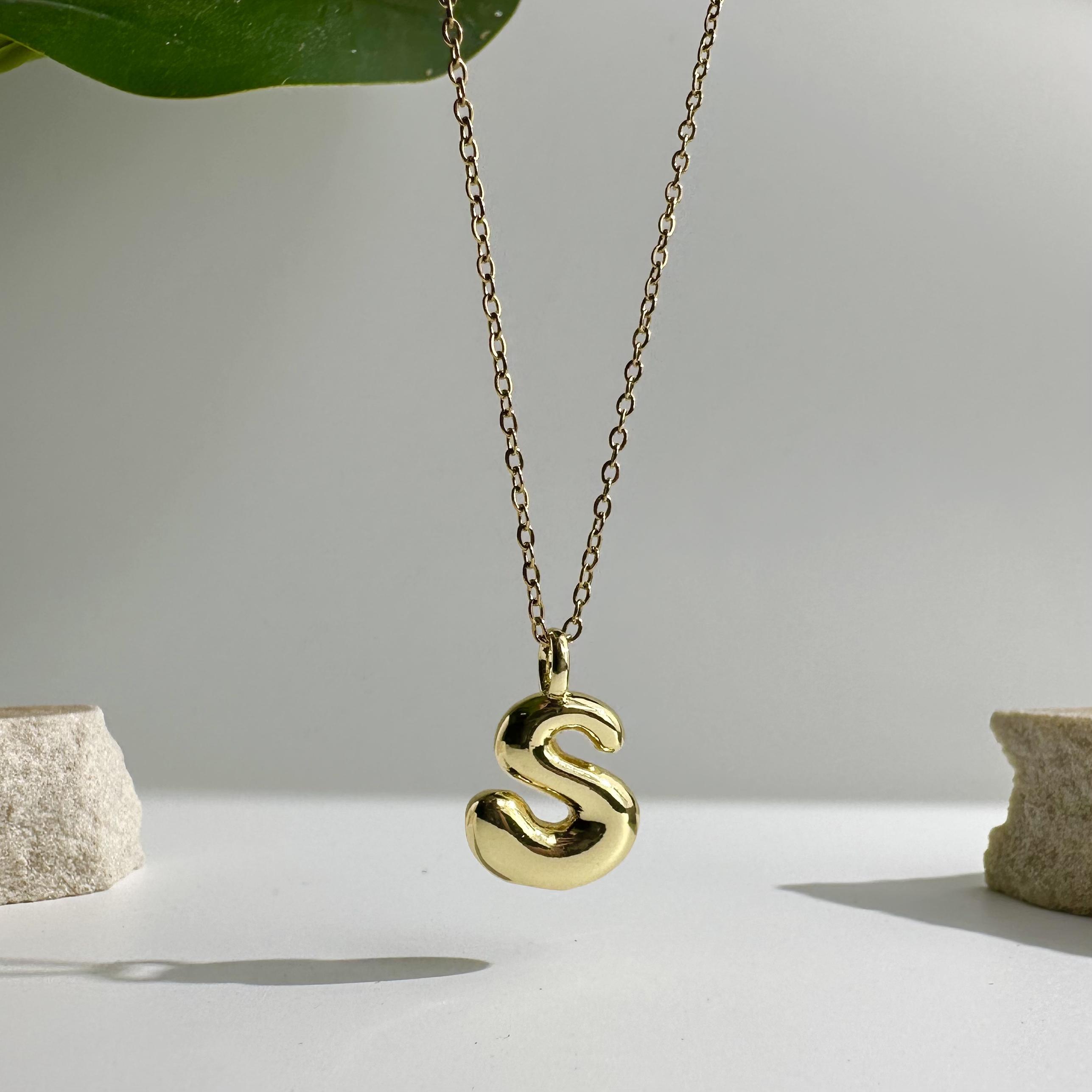 Bubble Initial Charm Necklace