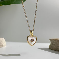 Heart with Round Stone Necklace