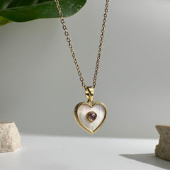 Heart with Round Stone Necklace