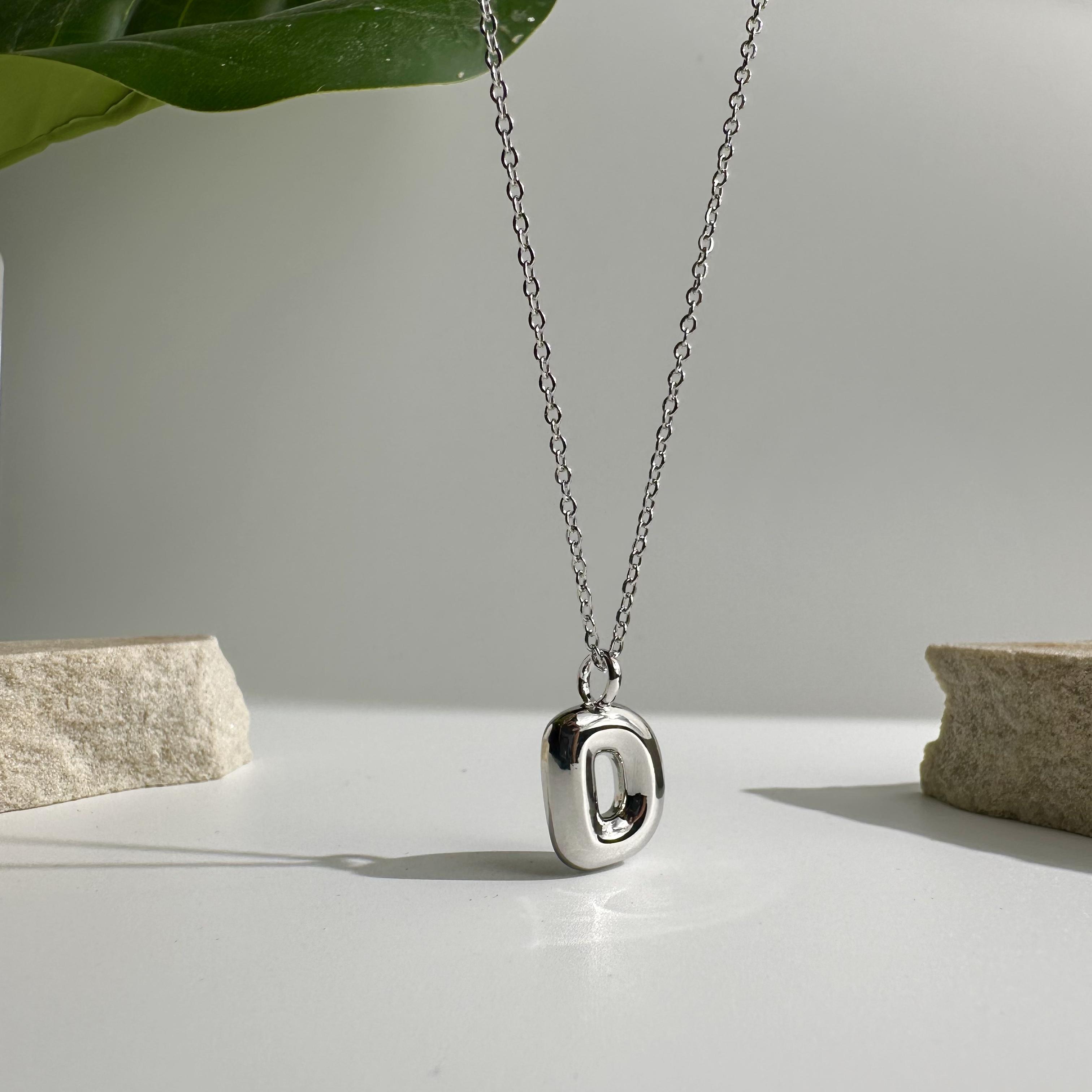 Bubble Initial Charm Necklace