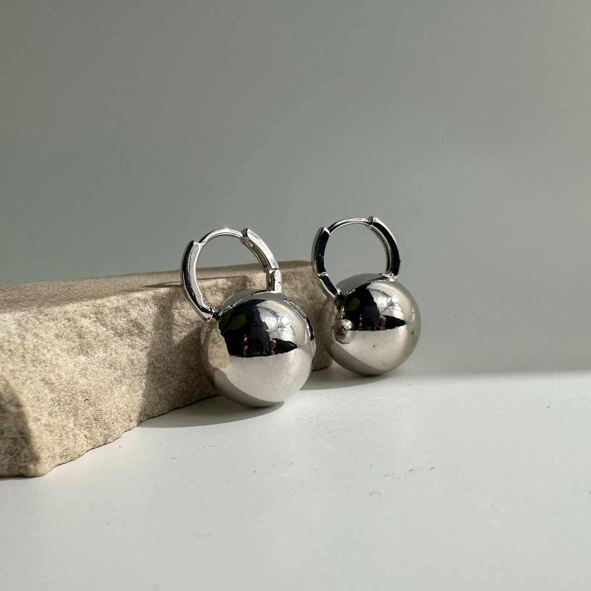 Silver Sphere Drops Earring