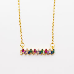 Multicolour Baguette Stainless Steel Necklace - Local Pitara