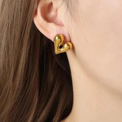 Puffy Heart Studs Earring