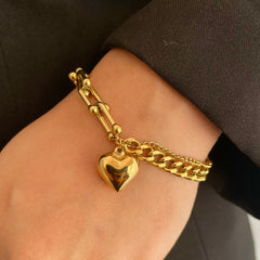 Heart Charm Bracelet - Gold