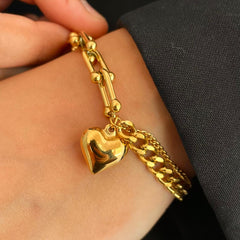 Heart Charm Bracelet - Gold