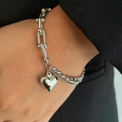 Heart Charm Bracelet - Silver