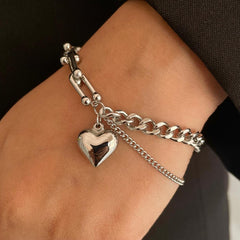 Heart Charm Bracelet - Silver