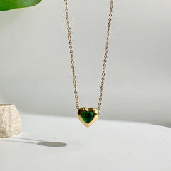 Gem Heart Necklace- Gold