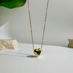 Gem Heart Necklace- Gold