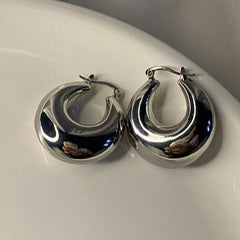 Chunky Silver Hoop Earrings