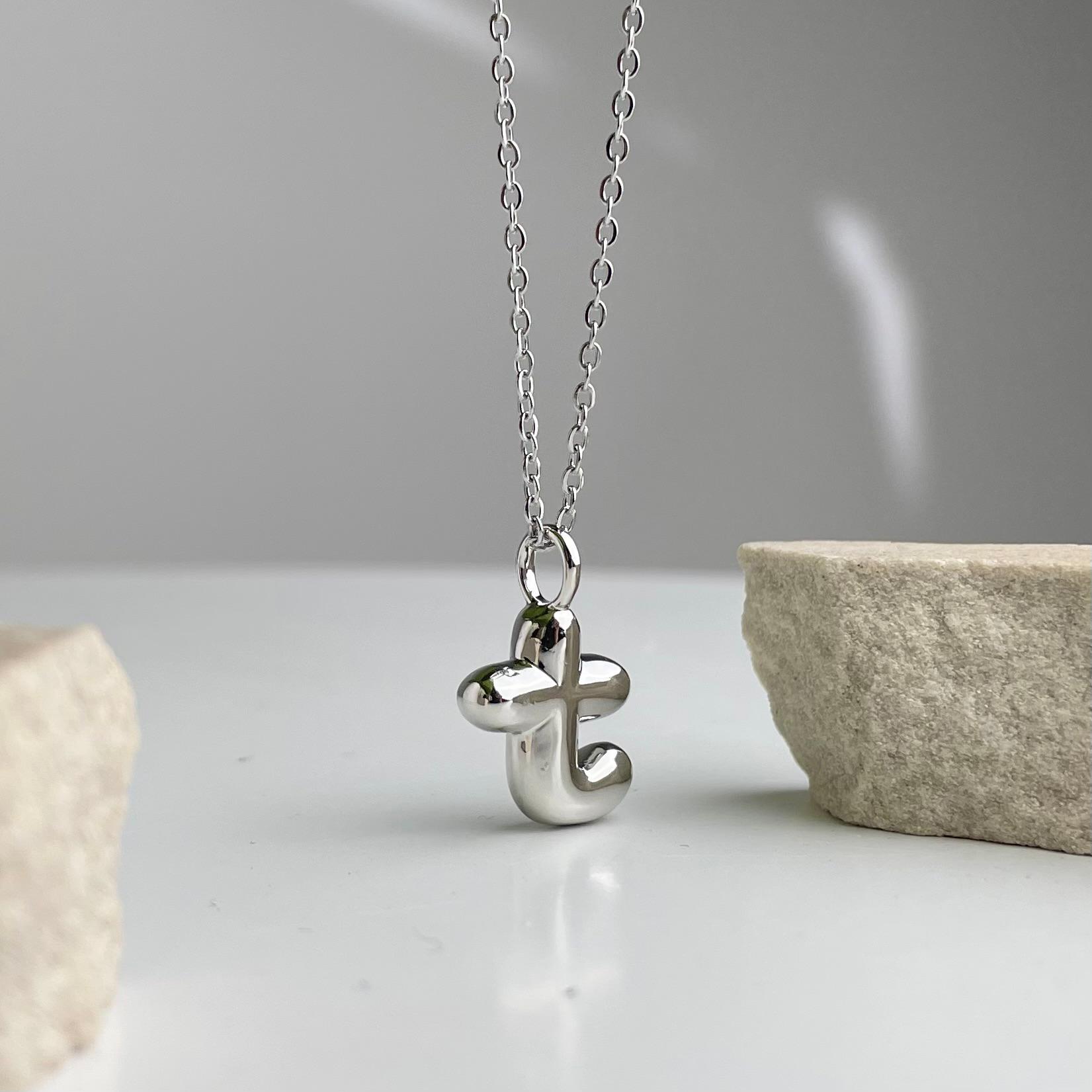 Bubble Initial Charm Necklace