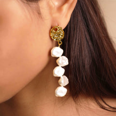 Asymmetrical Pearl Drop Earrings - Local Pitara