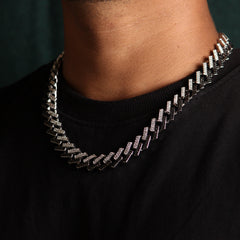 Black & White Freezy Cuban Silver Chain - Local Pitara