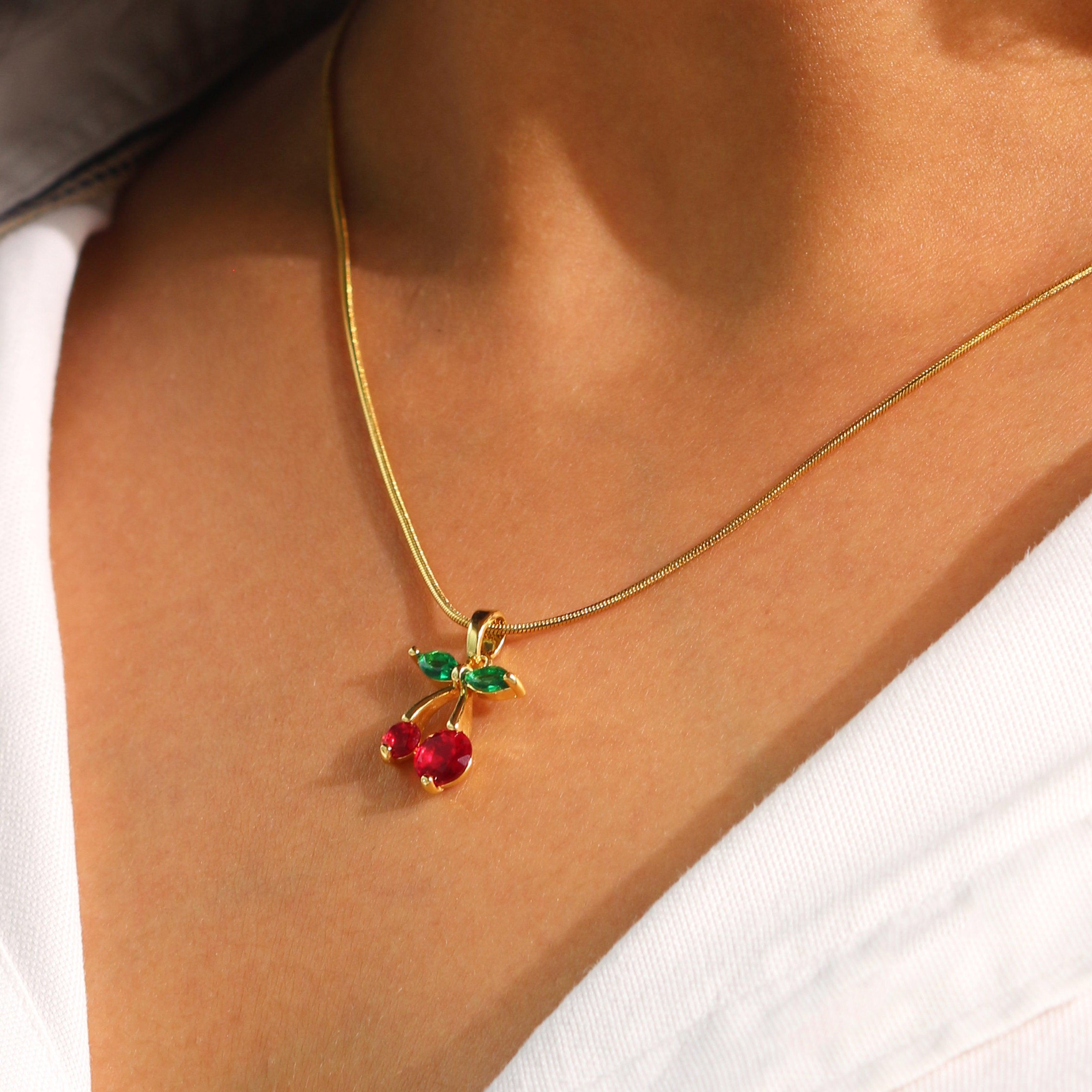 Cherry Pendant Necklace - Local Pitara