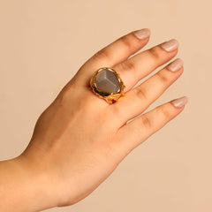 Molten Gold Plated gemstone ring - Local Pitara