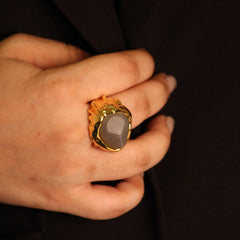 Molten Gold Plated gemstone ring - Local Pitara