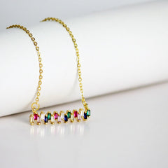 Multicolour Baguette Stainless Steel Necklace - Local Pitara