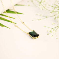 Natural Emerald Pendant Necklace - Local Pitara