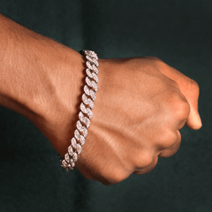 Pave Cuban Thin Silver Bracelet - Local Pitara