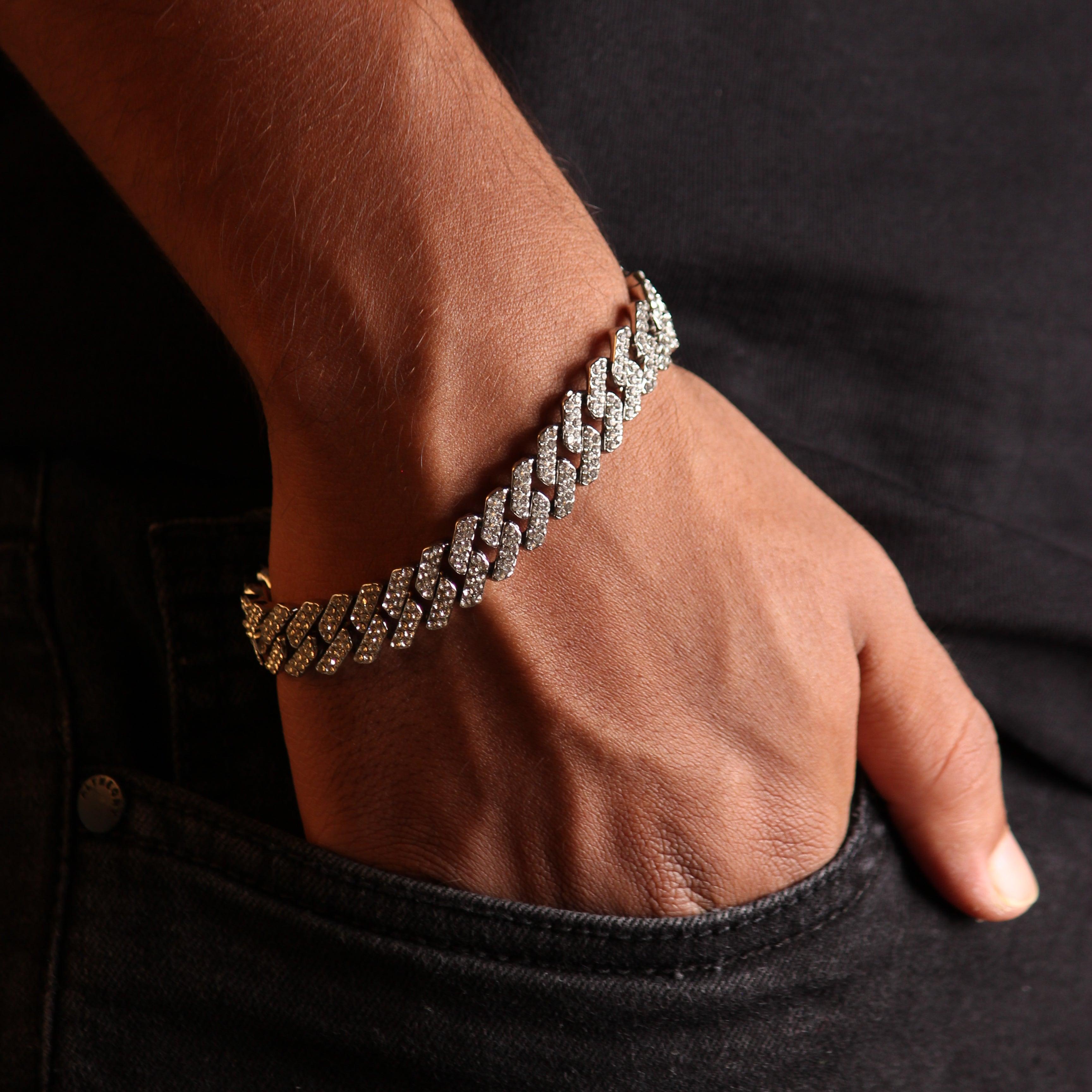 Pave Freezy Cuban Silver Thin Bracelet - Local Pitara