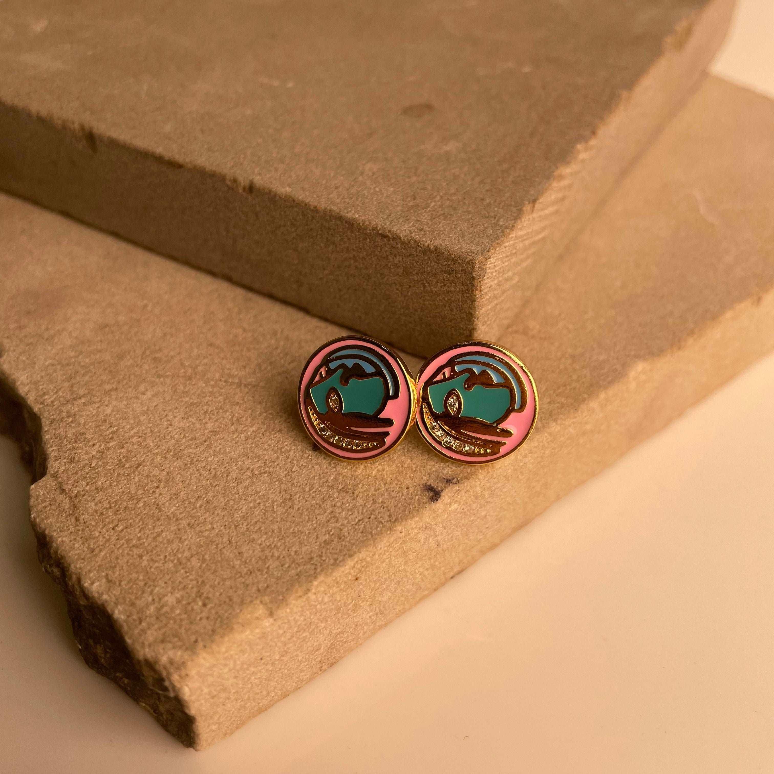 Postage Stamp Studs Earrings - Local Pitara