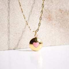 Rosy Heart Charm Necklace